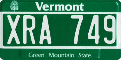 VT license plate XRA749