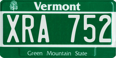 VT license plate XRA752