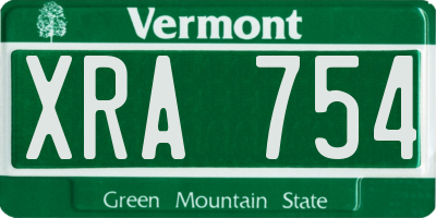 VT license plate XRA754