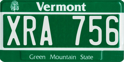 VT license plate XRA756