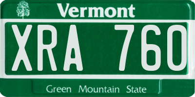 VT license plate XRA760