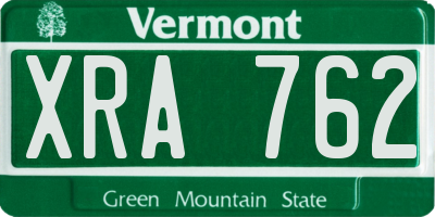 VT license plate XRA762