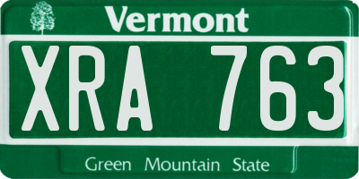 VT license plate XRA763