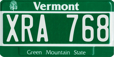 VT license plate XRA768
