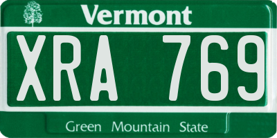 VT license plate XRA769