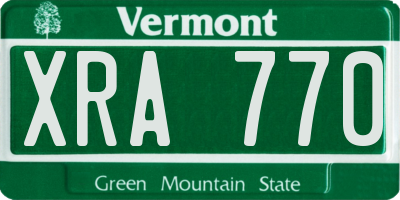 VT license plate XRA770