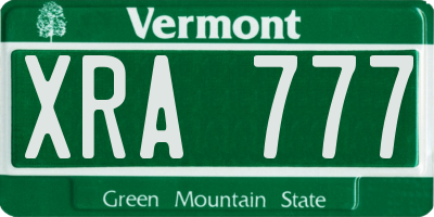 VT license plate XRA777