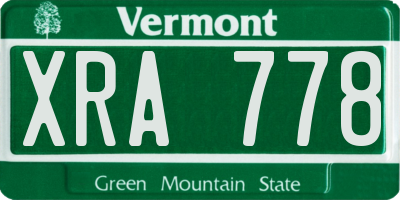 VT license plate XRA778