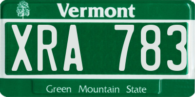 VT license plate XRA783