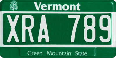 VT license plate XRA789