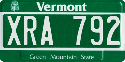 VT license plate XRA792