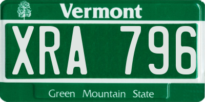 VT license plate XRA796