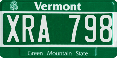 VT license plate XRA798