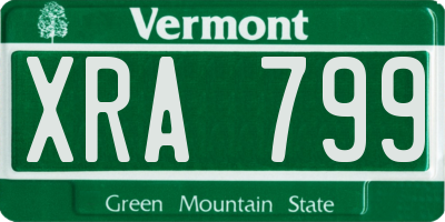 VT license plate XRA799