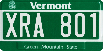 VT license plate XRA801