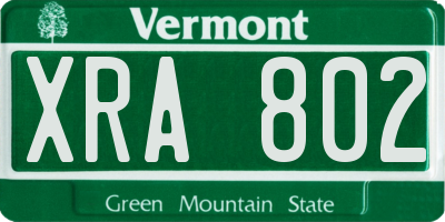 VT license plate XRA802