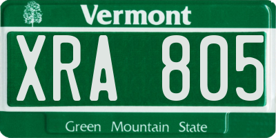 VT license plate XRA805