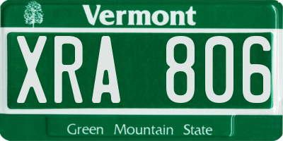 VT license plate XRA806