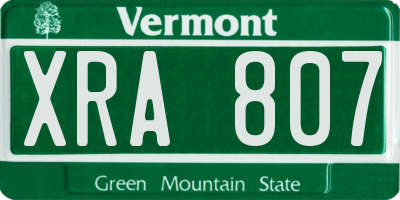 VT license plate XRA807