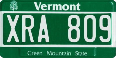 VT license plate XRA809
