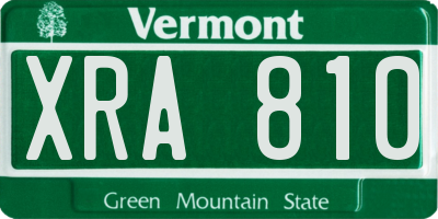 VT license plate XRA810