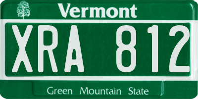 VT license plate XRA812