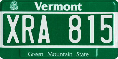 VT license plate XRA815