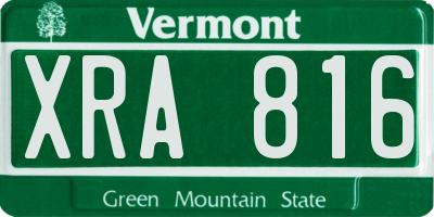 VT license plate XRA816