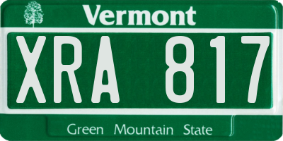 VT license plate XRA817