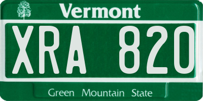 VT license plate XRA820