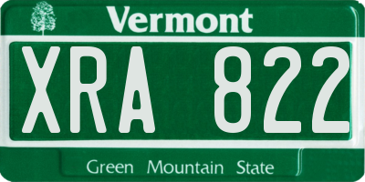VT license plate XRA822