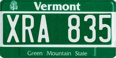 VT license plate XRA835