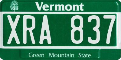 VT license plate XRA837