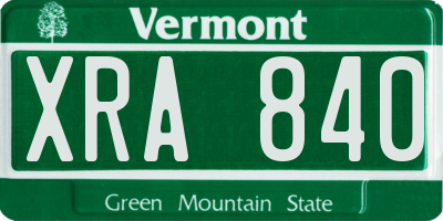 VT license plate XRA840