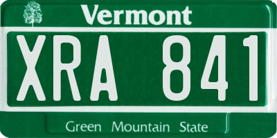 VT license plate XRA841