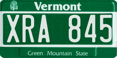 VT license plate XRA845