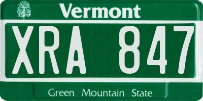 VT license plate XRA847