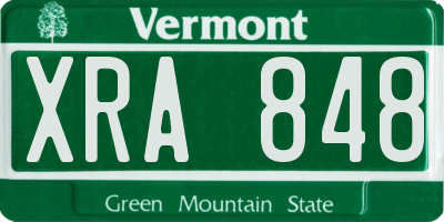 VT license plate XRA848