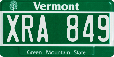 VT license plate XRA849