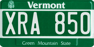 VT license plate XRA850