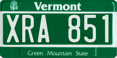VT license plate XRA851