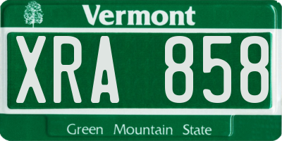 VT license plate XRA858