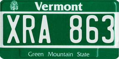 VT license plate XRA863