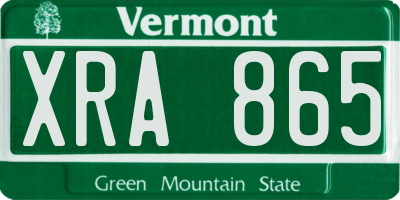 VT license plate XRA865