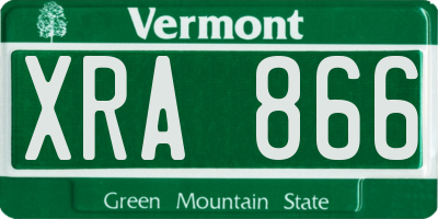 VT license plate XRA866