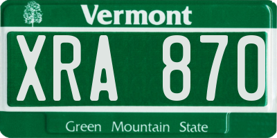 VT license plate XRA870