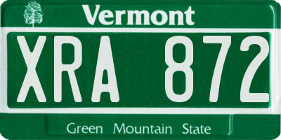 VT license plate XRA872