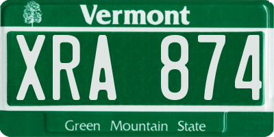VT license plate XRA874
