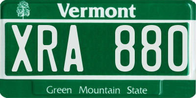 VT license plate XRA880