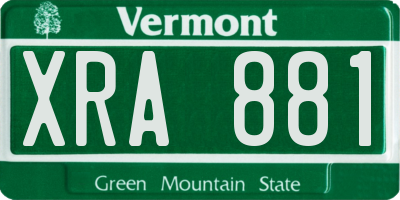 VT license plate XRA881